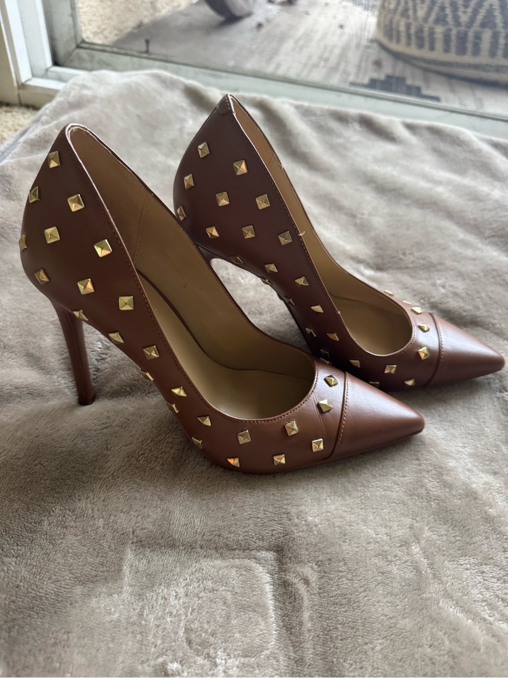 MICHAEL Michael Kors Studded Brown Stiletto Heels